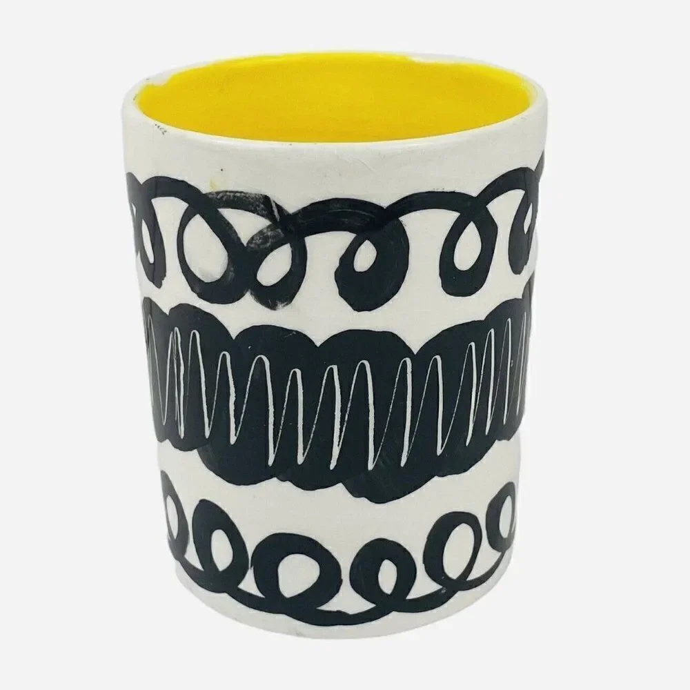 Vintage 1996 Signed Reckless Designs Ceramic Vase Caddy Cup UK Pottery Handmade